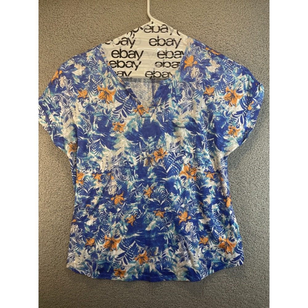 Dept 222 womens Floral Short‎ Sleeve Casual Pullover Top, Size 2X